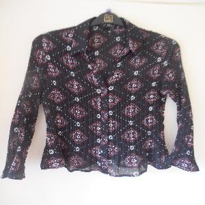 Black Floral See-through Blouse