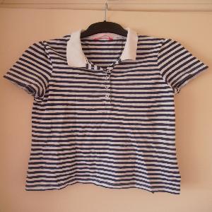 Blue/White Polo Style Top